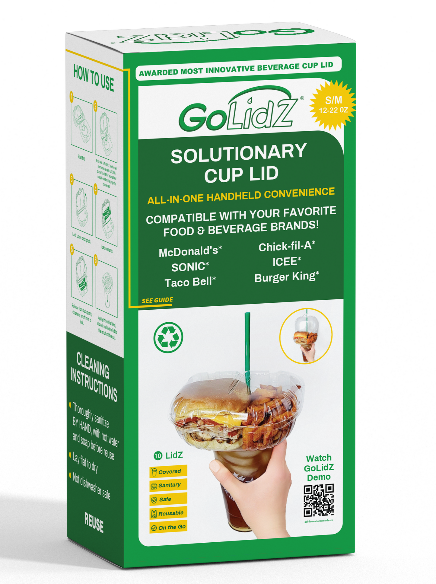 SMALL/MEDIUM 12-22 OZ - (4) Reusable GoLidZ